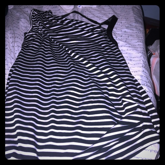 Bebe striped top w leather straps open back - Picture 1 of 4